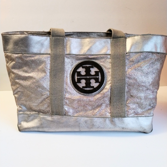 Vintage Handbags - Vintage Women's Silver Sequin Metallic Large Tote